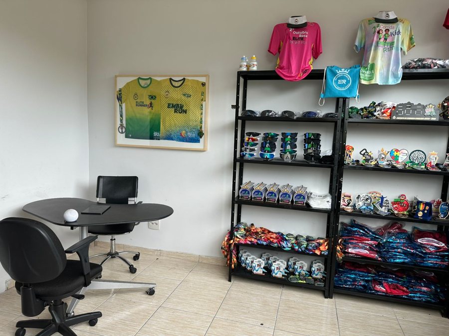 Sala de troféus, medalhas e materiais dos eventos